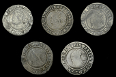 Elizabeth I (1558-1603), Third issue, Sixpences (5), all 1565, mm. pheon, bust 1F, normal flan, Tudor rose, read...