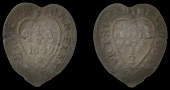 17th Century Tokens, LONDON (City), Cripplegate, John Fletcher, heart-shaped Halfpenny, 1669, 1.38g/12h (N –; BW....