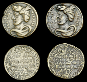 17th Century Tokens, LONDON (City), Exchange Alley, Morat’s Coffee House [Walter Elford], cast Pennies (2),...