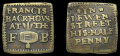 17th Century Tokens, LONDON (City), Jewin Street [Cripplegate], Francis Backhous, square Halfpenny, 1.90g/12h (N...