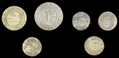 17th Century Tokens, LONDON (City), Royal Exchange, T.I.H. at the halfe moon, Farthing, 0.85g/6h (N –; BW. 961),...