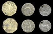 17th Century Tokens, LONDON (City), St Mary at Hill [Billingsgate], James Galatly, octagonal Halfpenny, 1668,...
