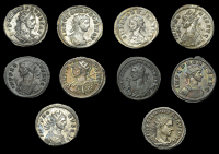 Roman Imperial Coinage, Probus, Antoninianii (10), Rome, radiate, helmeted and cuirassed bust left, holding spear...
