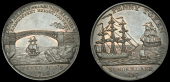 18th Century Tokens, Co DURHAM, Sunderland, Wyon’s Penny, 1797, view of iron bridge with brig passing underneath,...