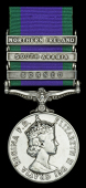 General Service 1962-2007, 3 clasps, Borneo, South Arabia, Northern Ireland (24040983 Pte. D. J. Rousen. SWB.) last...