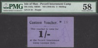 Peveril Internment Camp, 1 Shilling, ND (1940), serial number D18, purple card, Kneen signature at right, in PMG...
