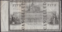 North of Scotland Bank Limited, proof £5, c.1936, no serial number or date, two black ‘CANCELLED’ overprint,...