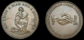 18th Century Tokens, Unlocalised issues, Lutwyche’s Anti-Slavery Halfpenny, chained negro kneeling, rev. clasped...