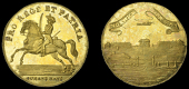 18th Century Tokens, NORFOLK, Norwich, John Rooks, gilt Proof Halfpenny, mounted dragoon, rev. view of Norwich...