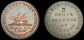 18th Century Tokens, NORFOLK, Wroxham, Revd. Daniel Collyer, Milton’s Threepence, 1797, wheelbarrow containing...