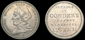 18th Century Tokens, SUFFOLK, Ipswich, James Conder, Penny, 1796, from the same obv. die as previous, rev. payable...