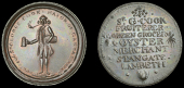 18th Century Tokens, SURREY, Lambeth, Prattent’s Penny, [17]96, standing figure of George Cook, smoking pipe and...