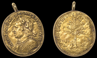XVIII: Cast Copies, Restrikes and Electrotypes of Medals, Death of Oliver Cromwell, 1658, a cast hollow gold medal...