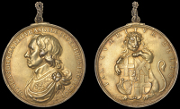 XVIII: Cast Copies, Restrikes and Electrotypes of Medals, Lord Protector, c. 1655-8, a cast silver-gilt medal,...
