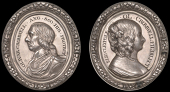 XVI: Later Cromwell Medals, Cromwell and Elizabeth Cleypole, a cast, chased and engraved oval silver medal, probably...
