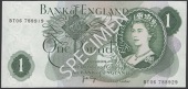 ERROR: Bank of England, John B. Page, £1, 1970, mismatched serial numbers BT06 788919 and 788929, uncirculated...