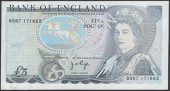 ERROR: Bank of England, John B. Page, £5, 1973, serial number BS87 171662, with ‘ghostly’ image of the Queen at...