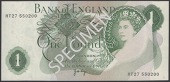 ERROR: Bank of England, John B. Page, £1, 1970, serial number HT27 550200, with large triangular section of print...