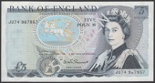 ERROR: Bank of England, David H. F. Somerset, £5, 1980, serial number JU74 967857, with slipped digit (fifth from...