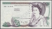 ERROR: Bank of England, George M. Gill, £20, 1988, serial number 35R 611818, completely lacking underprint on both...