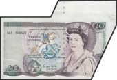 ERROR: Bank of England, George M. Gill, £20, 1988, serial number 56T 508525, with major cutting error resulting...