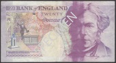 ERROR: Bank of England, George M. Gill, £20, 5 June 1991, serial number A01 659213, with a large wet-ink smudge on...