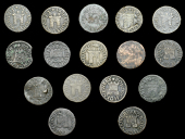 Berkshire, Newbury, Borough Farthings, 1657 (16), 1.10g/6h (N 106, this piece; BW. 55), 0.91g/6h (N 107, this piece;...