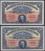 Commercial Bank of Scotland Limited, £1 (2), 4 June 1941, serial number 25C 076348 -▼, A/25 015992,...