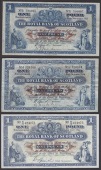 Royal Bank of Scotland, £1, 30 November 1927, serial number B 596005, 31 October 1934, serial number J 520164, 1...