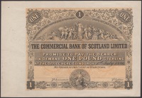 Commercial Bank of Scotland Limited, colour trial on thin card for £1, 1 July 1886, no signatures or serial...