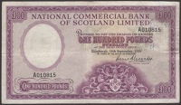 National Commercial Bank of Scotland, £100, 16 September 1959, serial number A010815, Alexander signature, fairly...