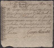 George Keller & Company, Glasgow, £1, 7 November 1764, serial number B/165, signature of George Keller, a few small...