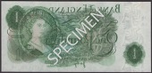 ERROR: Bank of England, John B. Page, £1, 1970, serial number AN58 220159, with significant ink transfer on...