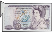 ERROR: Bank of England, John B. Page, £20, 1970, serial number C61 949306, with shark fin/extra paper error at top...