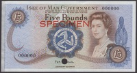 Isle of Man Government, P.H.G. Stallard, colour trial £5, ND (1972), serial number 000000, one cancellation hole,...