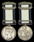 Naval General Service 1793-1840, 1 clasp, Trafalgar (Archibald Anderson) with contemporary top silver riband bar,...