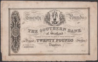 The Southern Bank of Scotland, proof on thick paper for £20, 18- (1838-41), no signatures or serial numbers,...