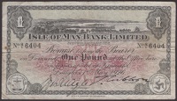 Isle of Man Bank Limited, £1, 1 May 1926, serial number Q/1 6404, Cubbon and Quayle signatures, rust spot at left,...