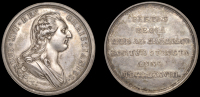 Church at Port-Marly, 1778, a silver medal by B. Duvivier, draped bust of Louis XVI right, rev. legend and date in...