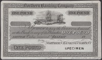 Northern Banking Company Limited, proof £1 on paper, 18- (1866), no signatures or serial numbers, 29 bank branches...
