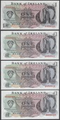 Bank of Ireland, £1 (4), 1977-83, serial numbers F999506, G000017-18, H999769, O’Neill signatures, uncirculated...