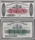 Northern Bank Limited, £5, 1 September 1942, serial number NI/M 13636, Craig signature, and £10, 1 October 1968,...