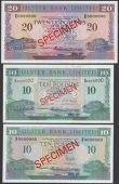Ulster Bank Limited, specimen £5 (2), 1 December 1989 and 4 January 1993, prefixes D and E, specimen £10 (2), 1...
