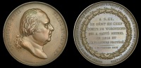 Tribute to Count Vorontsov, 1818, a copper medal by B. Andrieu, bust of Louis XVIII right, rev. legend within...