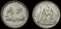 Marriage of Louis XV and Princess Maria of Poland, 1725, a silver medal by N. and J.C. Roettiers, two busts...