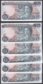 States of Jersey, £1, 1976, serial number ZB 138988-9, HB 655895, HB 655897, HB 655998, HB 656000, Clennet...