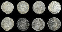 Edward II (1307-1327), Pennies (8), all class 14, Bury St Edmunds, various minor varieties, 1.54g/11h, 1.49g/3h,...
