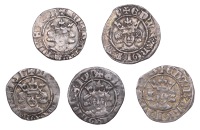 Edward III (1327-1377), Third coinage, Pennies (5), all type 1/I, London, reading edw, Lombardic ns, 1.25g/12h,...