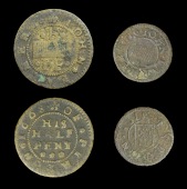 Hertfordshire, Pirton, John Farmer, Farthing, 1656, 0.87g/12h (N –; BW. 148), Halfpenny, 1668, 1.99g/6h (N 2233;...