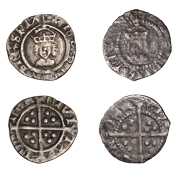 Henry VIII (1509-1547), Second coinage, Halfpence (2), both London, mm. lis, Roman ns on rev., 0.45g/12h, 0.31g/3h...